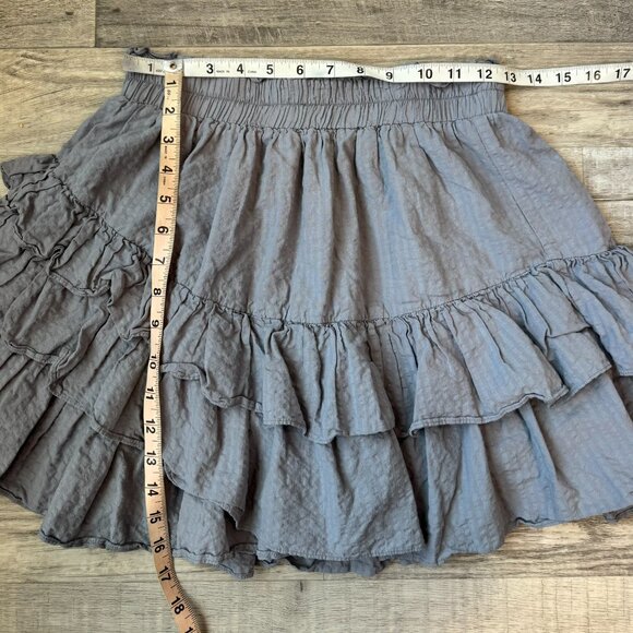 Mustard Seed Grey Ruffle Elastic Waist Skirt N31 - Picture 2 of 6